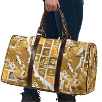Hawaii Japanese Culture Gold Travel Bag Spring Cranes Aloha Pattern