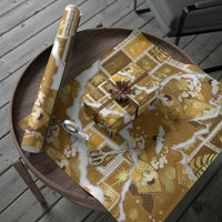 Hawaii Japanese Culture Gold Wrapping Paper Spring Cranes Aloha Pattern