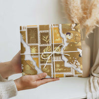 Hawaii Japanese Culture Gold Wrapping Paper Spring Cranes Aloha Pattern