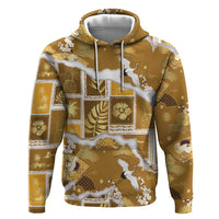 Hawaii Japanese Culture Gold Zip Hoodie Spring Cranes Aloha Pattern LT01 Pullover Hoodie Gold - Polynesian Pride