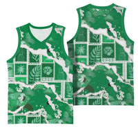 Hawaii Japanese Culture Green Basketball Jersey Spring Cranes Aloha Pattern