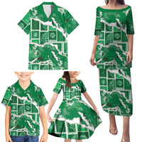 Hawaii Japanese Culture Green Family Matching Puletasi and Hawaiian Shirt Spring Cranes Aloha Pattern LT01 - Polynesian Pride