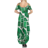 Hawaii Japanese Culture Green Family Matching Summer Maxi Dress and Hawaiian Shirt Spring Cranes Aloha Pattern LT01 - Polynesian Pride