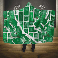 Hawaii Japanese Culture Green Hooded Blanket Spring Cranes Aloha Pattern
