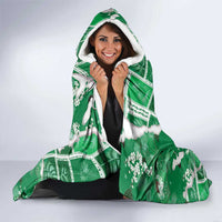 Hawaii Japanese Culture Green Hooded Blanket Spring Cranes Aloha Pattern