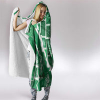 Hawaii Japanese Culture Green Hooded Blanket Spring Cranes Aloha Pattern