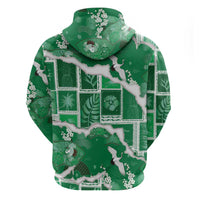 Hawaii Japanese Culture Green Hoodie Spring Cranes Aloha Pattern