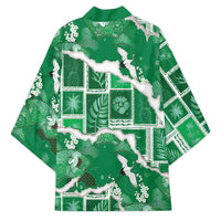 Hawaii Japanese Culture Green Kimono Spring Cranes Aloha Pattern
