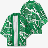 Hawaii Japanese Culture Green Kimono Spring Cranes Aloha Pattern
