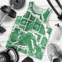 Hawaii Japanese Culture Green Men Tank Top Spring Cranes Aloha Pattern