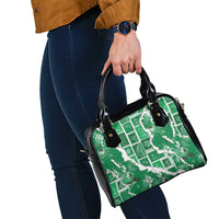Hawaii Japanese Culture Green Shoulder Handbag Spring Cranes Aloha Pattern