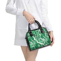 Hawaii Japanese Culture Green Shoulder Handbag Spring Cranes Aloha Pattern