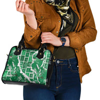 Hawaii Japanese Culture Green Shoulder Handbag Spring Cranes Aloha Pattern