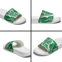 Hawaii Japanese Culture Green Slide Sandals Spring Cranes Aloha Pattern