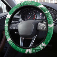 Hawaii Japanese Culture Green Steering Wheel Cover Spring Cranes Aloha Pattern