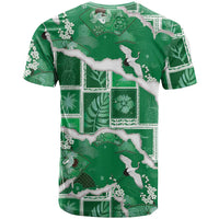 Hawaii Japanese Culture Green T Shirt Spring Cranes Aloha Pattern