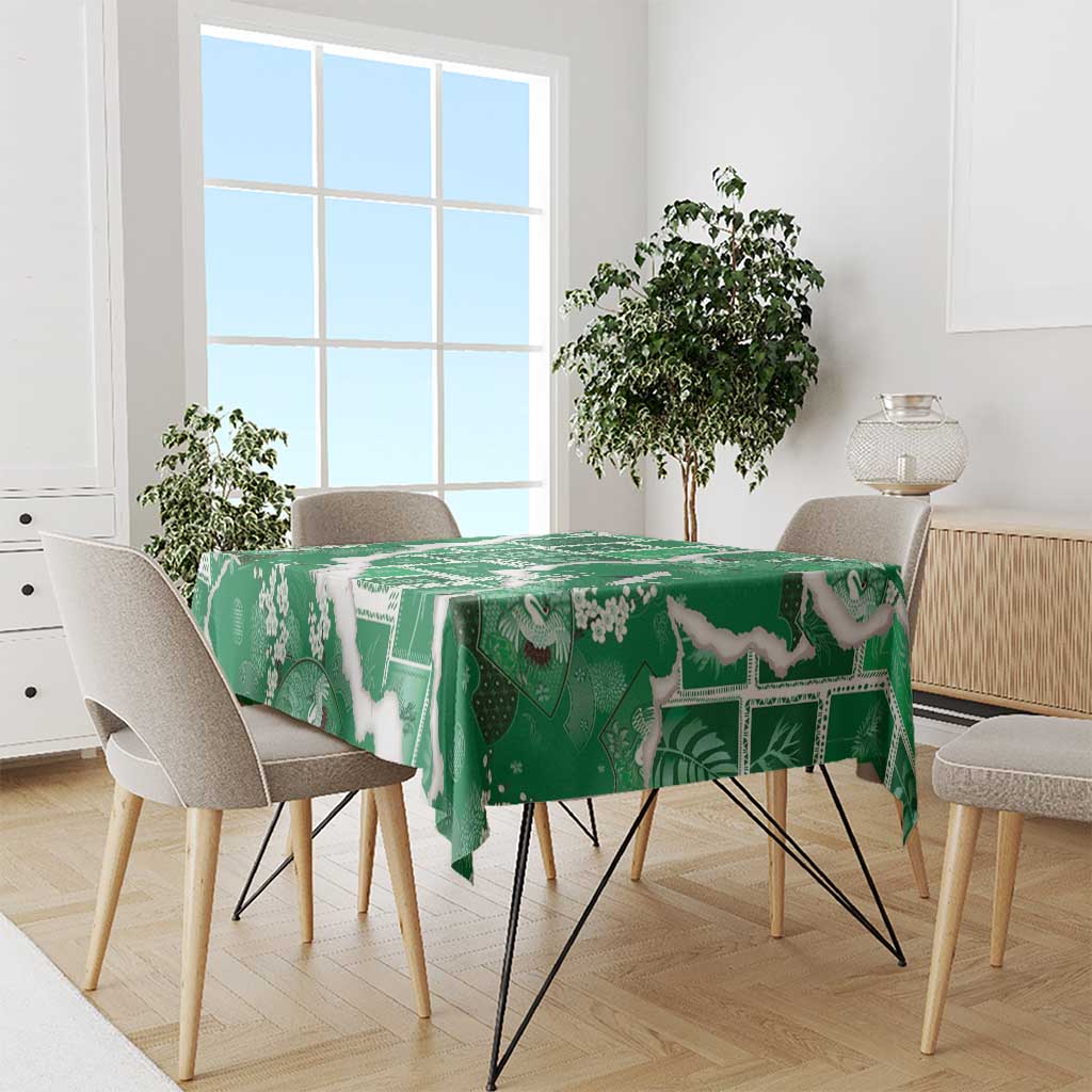 Hawaii Japanese Culture Green Tablecloth Spring Cranes Aloha Pattern LT01 - Polynesian Pride