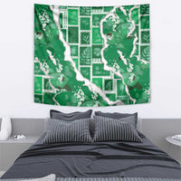 Hawaii Japanese Culture Green Tapestry Spring Cranes Aloha Pattern