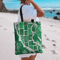 Hawaii Japanese Culture Green Tote Bag Spring Cranes Aloha Pattern