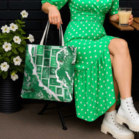 Hawaii Japanese Culture Green Tote Bag Spring Cranes Aloha Pattern