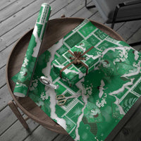 Hawaii Japanese Culture Green Wrapping Paper Spring Cranes Aloha Pattern