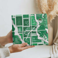 Hawaii Japanese Culture Green Wrapping Paper Spring Cranes Aloha Pattern
