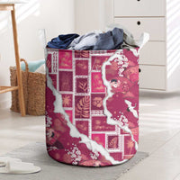Hawaii Japanese Culture Pink Laundry Basket Spring Cranes Aloha Pattern