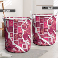 Hawaii Japanese Culture Pink Laundry Basket Spring Cranes Aloha Pattern