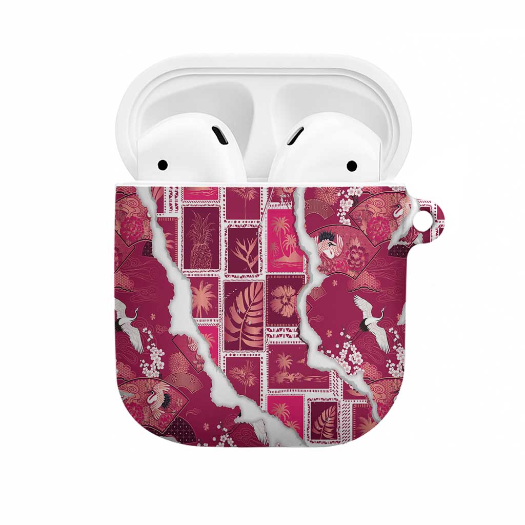 Hawaii Japanese Culture Pink AirPods Case Spring Cranes Aloha Pattern LT01 Pink - Polynesian Pride