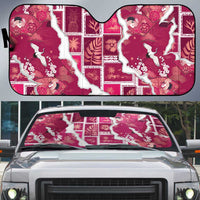 Hawaii Japanese Culture Pink Auto Sun Shade Spring Cranes Aloha Pattern