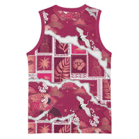 Hawaii Japanese Culture Pink Basketball Jersey Spring Cranes Aloha Pattern