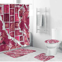 Hawaii Japanese Culture Pink Bathroom Set Spring Cranes Aloha Pattern