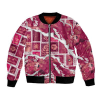 Hawaii Japanese Culture Pink Bomber Jacket Spring Cranes Aloha Pattern