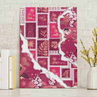 Hawaii Japanese Culture Pink Canvas Wall Art Spring Cranes Aloha Pattern