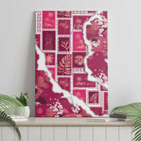 Hawaii Japanese Culture Pink Canvas Wall Art Spring Cranes Aloha Pattern