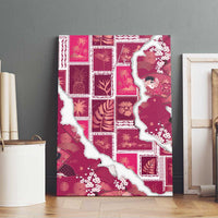 Hawaii Japanese Culture Pink Canvas Wall Art Spring Cranes Aloha Pattern