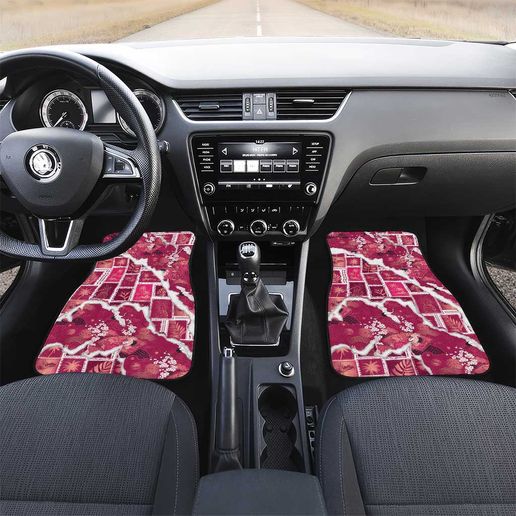 Hawaii Japanese Culture Pink Car Mats Spring Cranes Aloha Pattern
