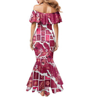 Hawaii Japanese Culture Pink Family Matching Mermaid Dress and Hawaiian Shirt Spring Cranes Aloha Pattern