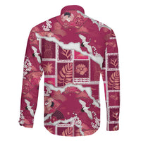 Hawaii Japanese Culture Pink Family Matching Off The Shoulder Long Sleeve Dress and Hawaiian Shirt Spring Cranes Aloha Pattern