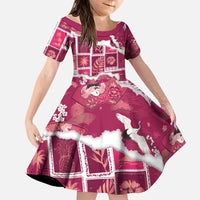 Hawaii Japanese Culture Pink Family Matching Summer Maxi Dress and Hawaiian Shirt Spring Cranes Aloha Pattern LT01 Daughter's Dress Pink - Polynesian Pride