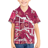 Hawaii Japanese Culture Pink Family Matching Summer Maxi Dress and Hawaiian Shirt Spring Cranes Aloha Pattern LT01 Son's Shirt Pink - Polynesian Pride