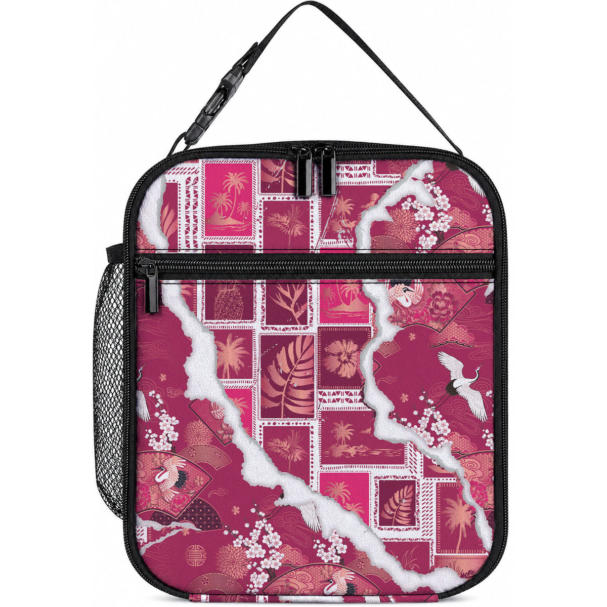 Hawaii Japanese Culture Pink Lunch Bag Spring Cranes Aloha Pattern
