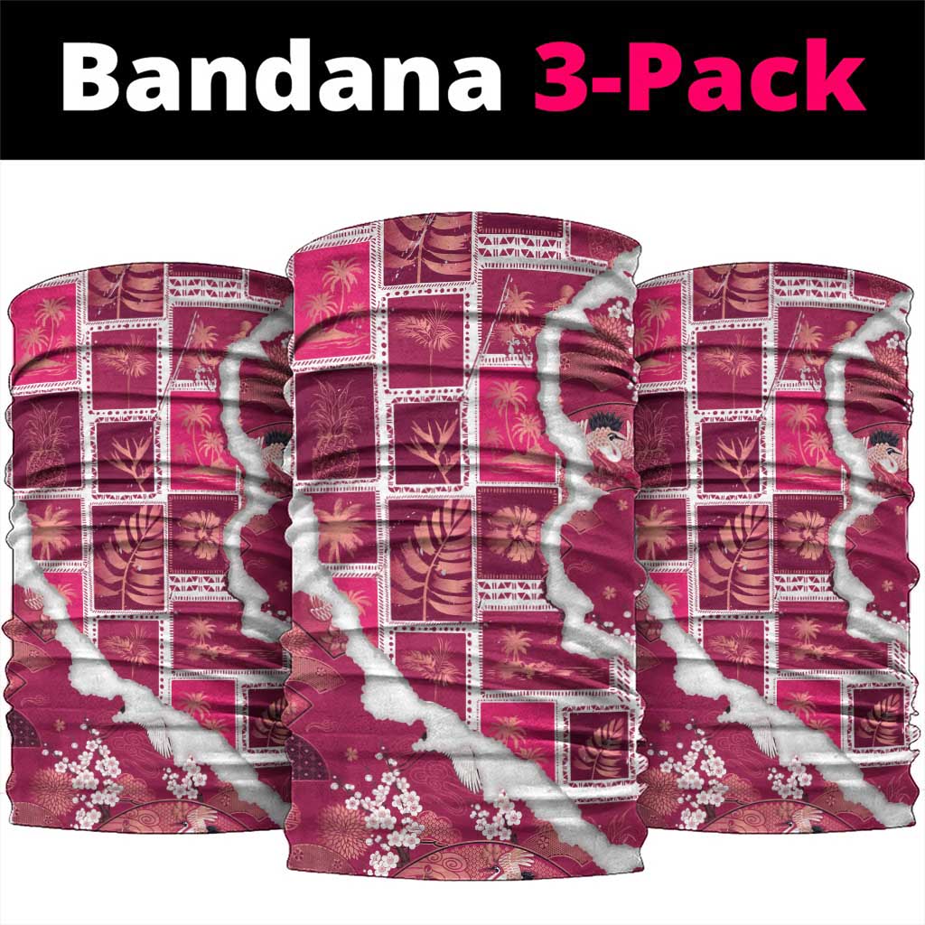 Hawaii Japanese Culture Pink Neck Gaiter Spring Cranes Aloha Pattern