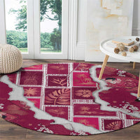 Hawaii Japanese Culture Pink Round Carpet Spring Cranes Aloha Pattern