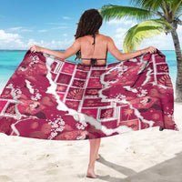 Hawaii Japanese Culture Pink Sarong Spring Cranes Aloha Pattern