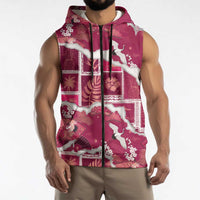 Hawaii Japanese Culture Pink Sleeveless Zip Hoodie Spring Cranes Aloha Pattern