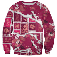 Hawaii Japanese Culture Pink Sweatshirt Spring Cranes Aloha Pattern