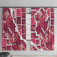 Hawaii Japanese Culture Pink Window Curtain Spring Cranes Aloha Pattern