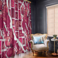 Hawaii Japanese Culture Pink Window Curtain Spring Cranes Aloha Pattern