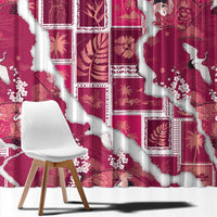 Hawaii Japanese Culture Pink Window Curtain Spring Cranes Aloha Pattern
